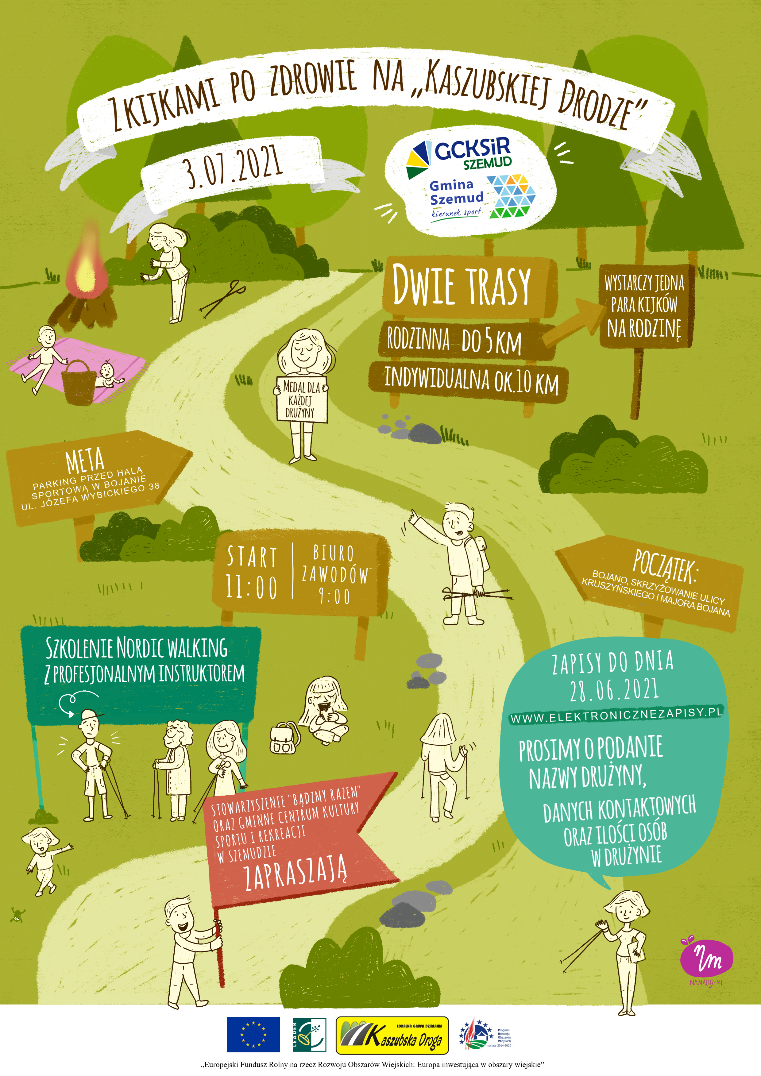 Plakat Rajd nordic walking w miejscowości Bojano